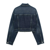 Herzförmige Tasche im Retro-Stil, blaues Jeansjacke- und Hosen-Set